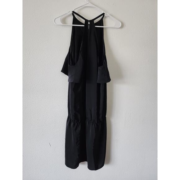 Amanda Uprichard Celia Dress in Black Silk Ruffle Flutter - Picture 4 of 7